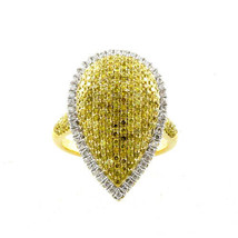 Fine 1.48ct Natural Fancy Deep Yellow &amp; White Diamonds Engagement Ring 18K Gold - £3,450.63 GBP