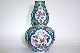 Shantung Decor AK Kaiser Porzellan Vase W Germany Birds Flowers Gold Awesome 10&quot; - £125.86 GBP