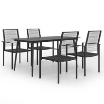 vidaXL Black Steel Dining Set with Glass Top, 5-Piece, Powder-Coated Finish - $13,102.26 MXN