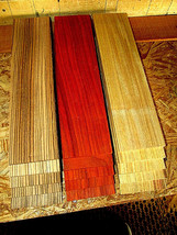 15 Pieces Kiln Dried Sanded Thin Zebrawood, Padauk, Canarywood 12&quot; X 3&quot; X 1/8&quot; - £45.06 GBP