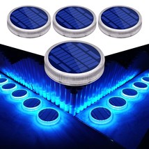 Blue Solar Deck Lights Driveway Dock Lights Solar Powered, Step Warning Lights F - £52.37 GBP