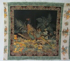 Vintage Fall Colors Pheasant Pillow 2 Panels Fabric Crafts Sewing - £4.76 GBP