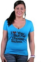 I Love You But &#39; Ve Chosen Mujer Techno Turquesa Camiseta Con Cuello En V Nuevo - $11.27