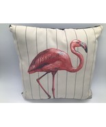 Pink Flamingo  Throw Pillow Tropical Beach Theme Beach House - $14.85