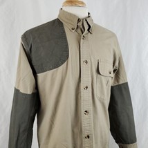 Cabela&#39;s Shooting Shirt Men&#39;s Medium Khaki &amp; Olive Green Button Up 100% ... - $18.99