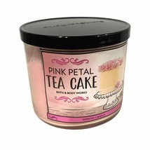 Bath &amp; Body Works PINK PETAL TEA CAKE 3 Wick Candle 14.5 oz - £37.67 GBP