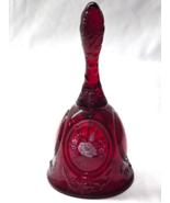 Vintage FENTON 6.75&quot; Amberina Glass Bell &amp; Clapper - Ruby Red CABBAGE ROSE - $634.14 MXN