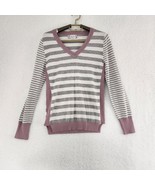 Pink Rose Women&#39;s Sweater Lavender Cream Gray Stripe Size Medium - £11.67 GBP