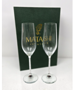 Matashi Crystal Champagne Flutes Glasses Set of 2 Crystal Filled Stems 8... - £35.39 GBP