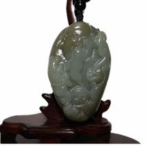 2.7&quot; China Certified Nature Hetian Nephrite Jade The God of Wealth Hand Carved P - £59.77 GBP