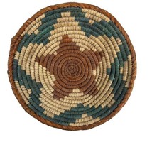 Vintage Southwestern Coiled Star Fruit Centerpiece Woven Basket 8” Aztec - £25.58 GBP