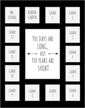 School Picture Frame Pre-K 12-11X14 15 Photos School Days Photo Collage - $21.99