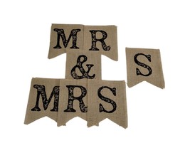 Recollections Mr. and Mrs. Jute Burlap Banner 7 Piece Set Wedding Rustic Decor - £6.79 GBP