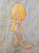 precious moments angel stars hearts baby kids quilted handmade blanket q... - £81.97 GBP