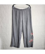 Soft Surroundings Woman&#39;s Pull On Palazzo Pants Grey Sz L Chambray Embro... - $600.48 MXN
