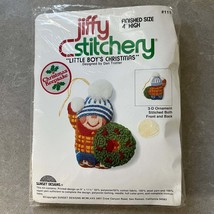 Jiffy Stitchery Little Boy&#39;s Christmas 4&quot; Keepsake 3-D Ornament Kit #111 NIP VTG - £19.02 GBP