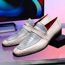 Fangio Men's Dress Shoes Penny Loafer Ostrich Leg Quill Gray image 9