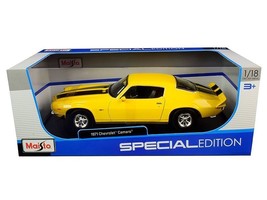 1971 Chevrolet Camaro Yellow with Black Stripes 1/18 Diecast Model Car b... - £49.94 GBP