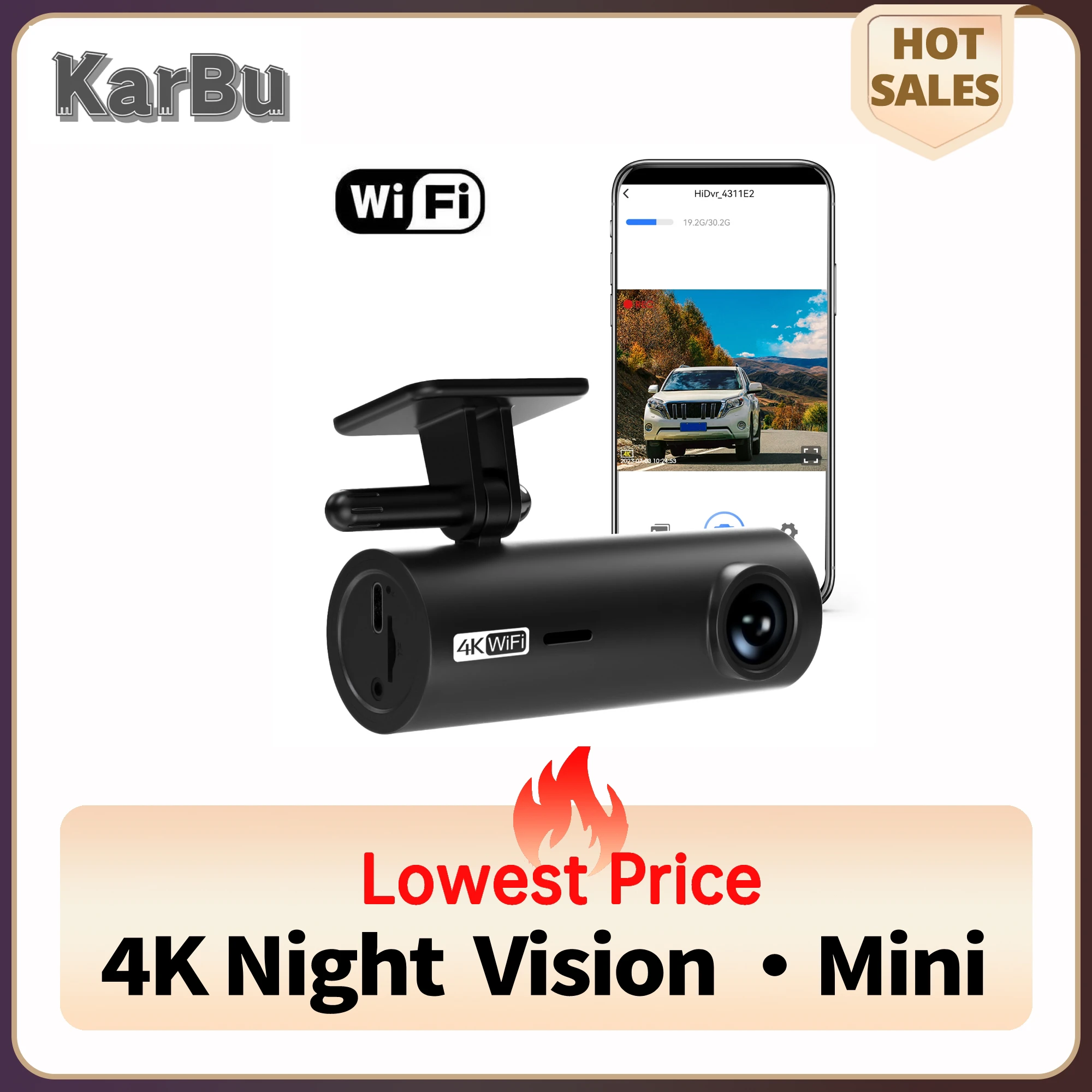 Dash Cam for Cars 4K Mini Wifi Camera Para Vehiculo Dvr Dashcam 24h Parking - £47.25 GBP+