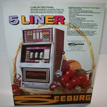 Seeburg 5 Liner Slot Machine FLYER Original Vintage One Armed Bandit Art... - £17.08 GBP