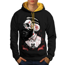 Wellcoda Skull Hippie Beard Mens Contrast Hoodie, Movement Casual Jumper - £31.46 GBP