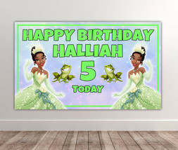 2 X PRINCESS TIANA Personalised Birthday Backdrop - Disney Banner 40x24 ... - £14.46 GBP