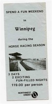 Northwest Orient Airlines Brochure Winnipeg Alberta Horse Racing Season 1973 - £17.11 GBP