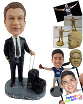 Personalized Bobblehead Airplane captain ready to board the plane with his lugga - £71.14 GBP