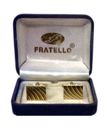 Vintage Fratello Swank Textured Gold Tone Rectangle Cufflinks - $17.99