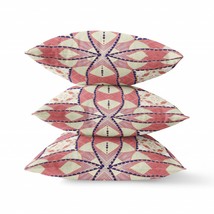 16&quot; X 16&quot; Red And White Blown Seam Geometric Indoor Outdoor Throw Pillow - £41.20 GBP