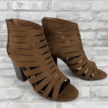 Carlos Santana Polly Faux Suede Brown Heels Strappy Cut Out Booties Sand... - £21.11 GBP