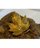 Vtg 14K Yellow Gold Diamond Maple Leaf Brooch 12.64g Fine Jewelry Pin - £860.35 GBP