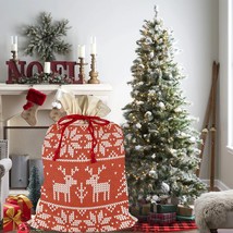 Reindeer Deer Red Snow Christmas Bag Sack Santa Claus Bags 21&quot;x32&quot; - £20.70 GBP