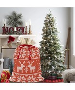 Reindeer Deer Red Snow Christmas Bag Sack Santa Claus Bags 21&quot;x32&quot; - £20.60 GBP