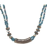 Vintage Multi Strand Blue Bead Stones Religious Bible Verse Necklace Jew... - $27.63 CAD