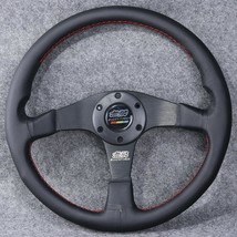 14inch/350mm Mugen Genuine Leather Racing Tuning Drift Sport Steering Wheel With - £66.02 GBP