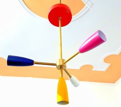 Colorful Sputnik Eyeball Umbrella Brass Chandelier Four Painted Arm Chandelie... - £120.05 GBP