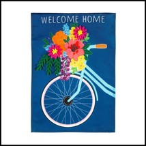 Bicycle with Basket Applique Garden Flag- 2 Sided Message, 12.5&quot; x 18&quot; - £17.39 GBP