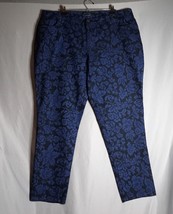 Baccini Straight Leg Blue/Black Floral Denim Pants Women&#39;s Size 22W - £17.06 GBP