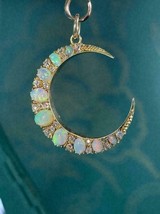 2Ct Simulated Fire Opal Moon Shape Pendant 14K Yellow Gold Plated Silver - £94.95 GBP