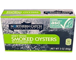 Fancy Whole Smoked Oysters in Pure Olive Oil, 3 Oz Northern Catch - £6.67 GBP