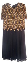 Laurence Kazar Gold Leaf Beaded &amp; Sequin Bodice &amp; Black Dress Plus Sz 1X  - £110.76 GBP