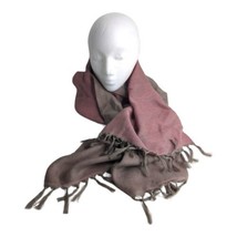 Solid Gray Pink Alternate Sides Scarf Fringe Light Weight 74&quot; x 21.5&quot; - £9.28 GBP
