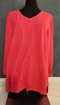 Talbots Coral Pink Cable Knit Sweater Lightweight 100% Cotton Women’s Si... - $19.95