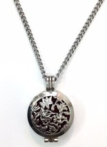 Aromatherapy Essential Oil Diffuser Necklace Floral Locket Open Work Pen... - $12.00