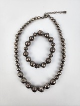 Silpada Sterling Silver Graduated Ball Bead Necklace & Bracelet set Hammered - $128.69