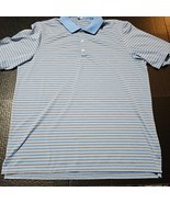 Adidas Blue Gray Striped Golf Polo Shirt Short Sleeve Collared Mens Size XL - €9,26 EUR