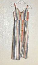 Hint of Blush Women Sz M 8 Stripe Cottage Core Dress Spaghetti Strap Mid... - £9.27 GBP