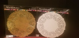 Nicole Collection 6 Lace Paper Doilies 12&quot; Gold and White (Pk of 2) Tot of 12 - £9.63 GBP