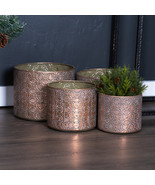 Ornate Geometric Metal Planter (Set of 4) - $112.96 CAD